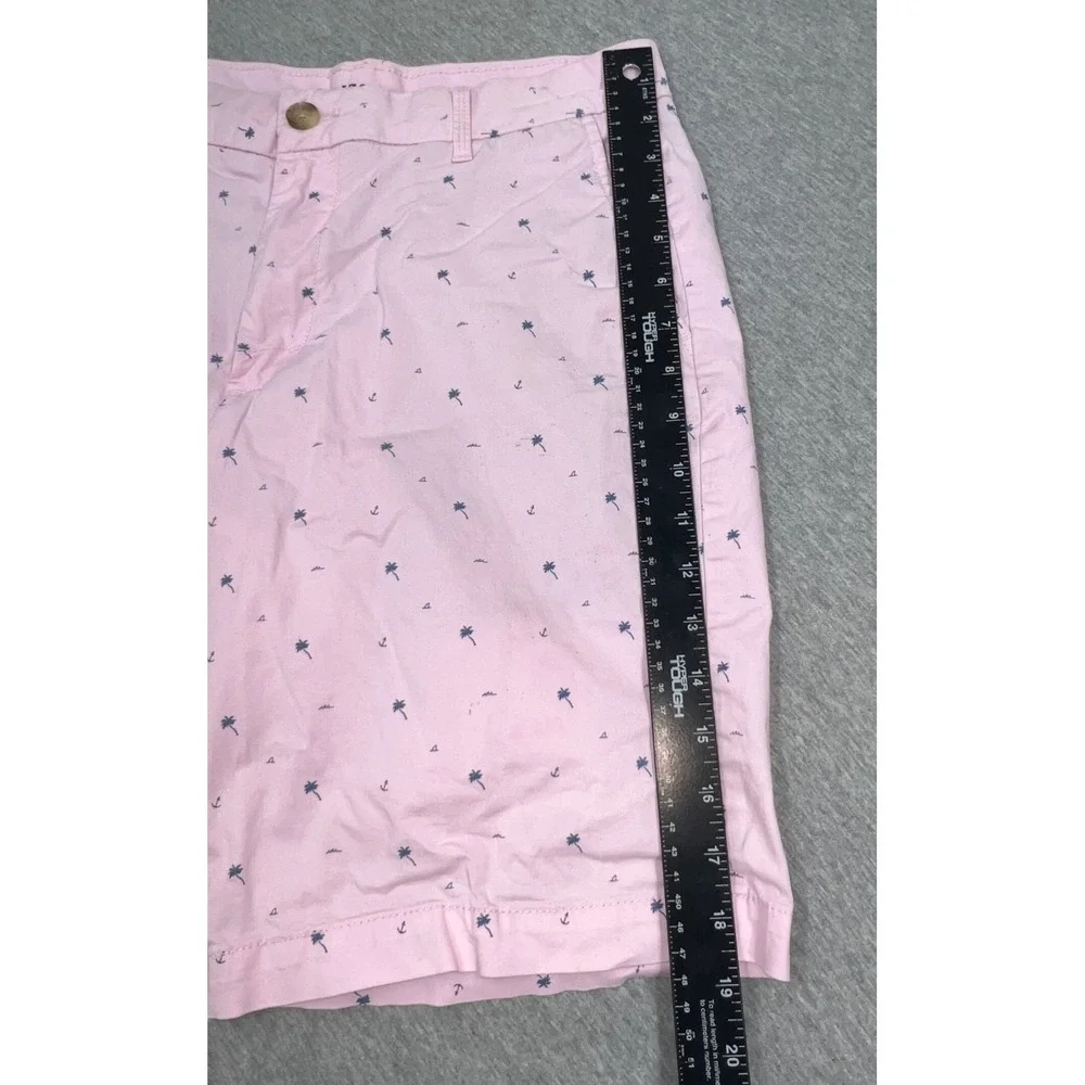 Izod Mens Pink Printed‎ Shorts Sz 30 Palm Tree & Anchor Pattern Summer Casual